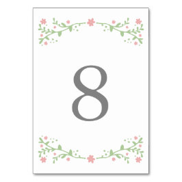 Cartes de numéro de table rose