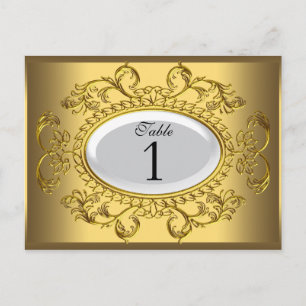 Cartes de Numéro de Table Royal Blanc Or