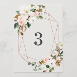 Cartes de numéro de tableau de Magnolia géométriqu