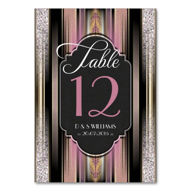 Cartes de numéro de tableau de Mariage rose diaman (Par défaut)