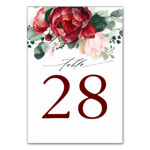 Cartes de numéro de tableau des Mariages rouges et