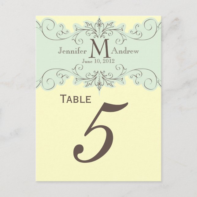 Cartes de numéro de tableau du Mariage du Monogram (Devant)