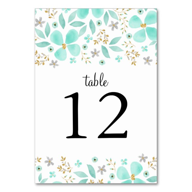 Cartes de numéro de tableau du Mariage Floral Gold (Par défaut)