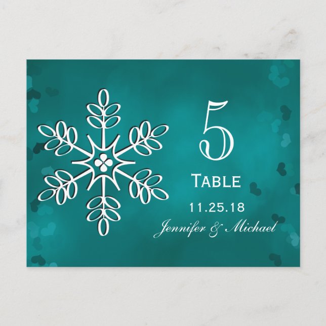 Cartes de numéro de tableau du Mariage turquoise S (Devant)