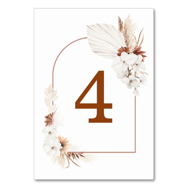 Cartes de numéro de tableau Floral Blanc et Terrac (Par défaut)