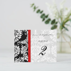 Cartes de numéro de tableau rouge noir damassé