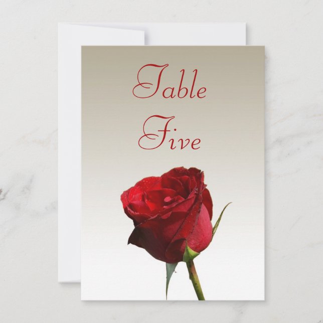 Cartes de numéros de table de mariage à une rose r (Devant)