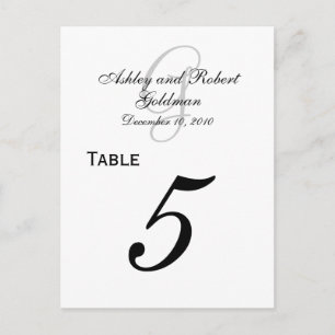 Cartes de numéros de table de Mariage de monogramm