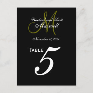 Cartes de numéros de table de Mariage de monogramm