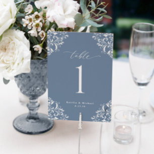 Cartes de Numéros de Table de Mariage Élégantes Bl