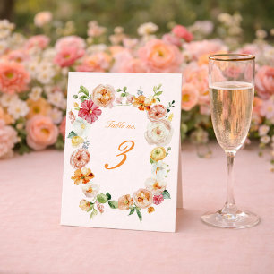 Cartes de numéros de table de mariage floral Ranun