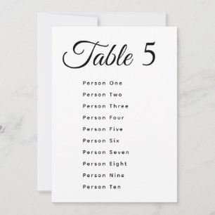 Cartes de numéros de table de mariage moderne avec