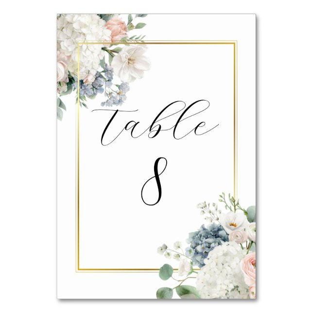 Cartes de numéros de table florales Hydrangea bleu (Par défaut)