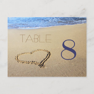 Cartes de numéros de table Heart in Sand