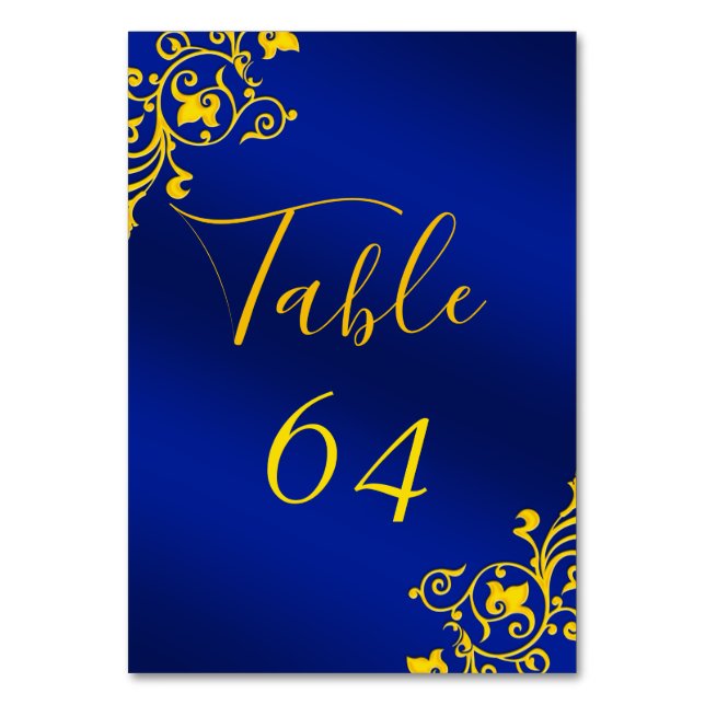 Cartes de numéros de table Royal Blue and Gold (Par défaut)