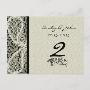 Cartes de numéros de table vintage Black Mariage d