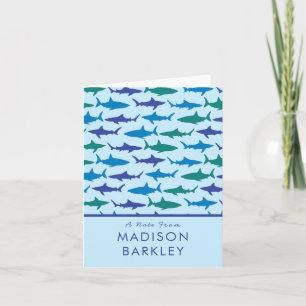Cartes de papeterie mignonnes Blue Sharks pour enf