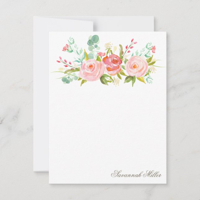 Cartes de papier à lettres personnalisées rose Gar (Devant)