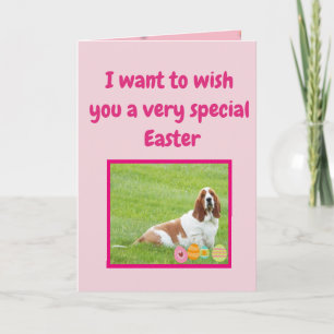 Cartes de Pâques amusantes avec Basset Hound dans 