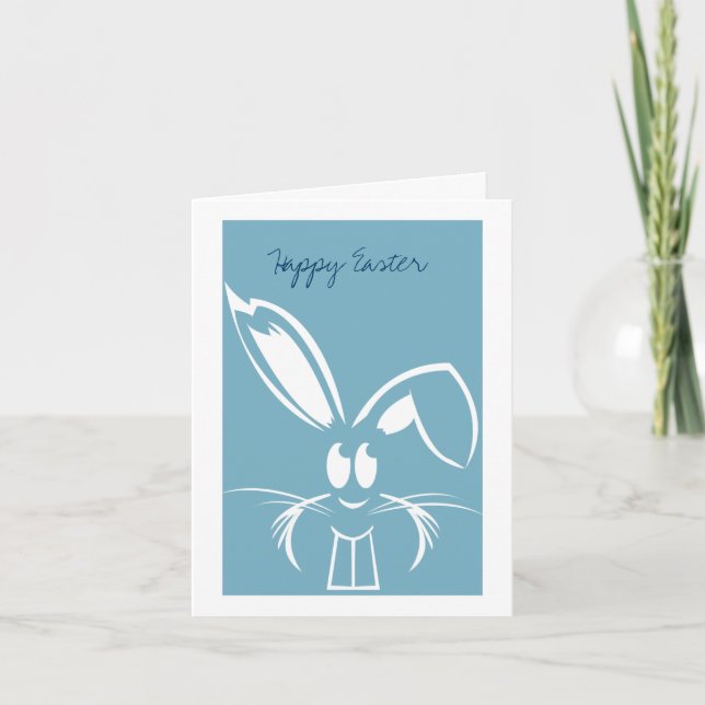 Cartes de Pâques Bleu Bunny (Devant)
