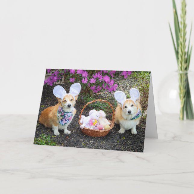 Cartes de Pâques Corgis Lapin de Pâques (Devant)