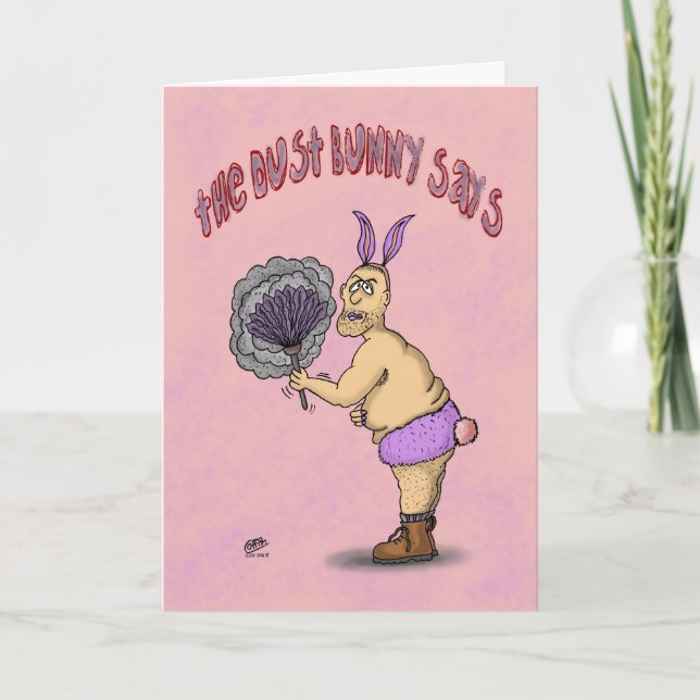 Cartes de Pâques drôles : Le lapin de la poussière (Devant)