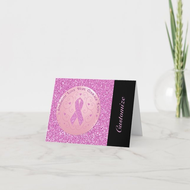 Cartes de Parties scintillant à ruban rose pour ca (Devant)