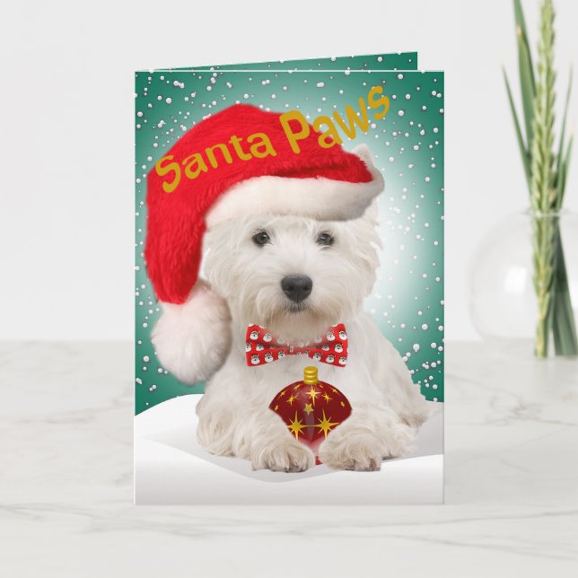 Cartes de pattes Westie Père Noël (Devant)