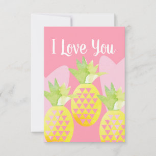 Cartes de pineapples aquarelle je t'aime