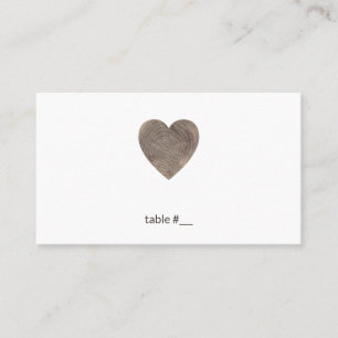Cartes de place coeur en bois rustique - plat