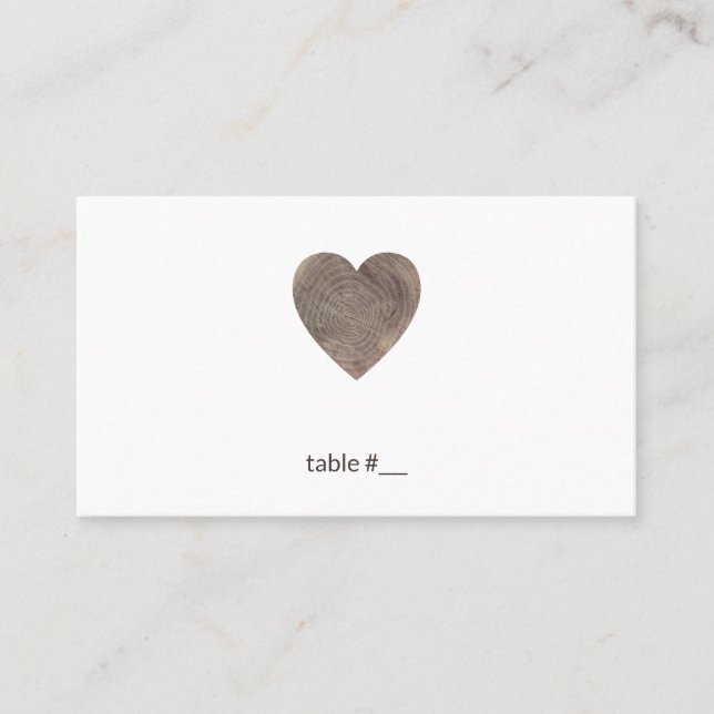 Cartes de place coeur en bois rustique - plat (Devant)