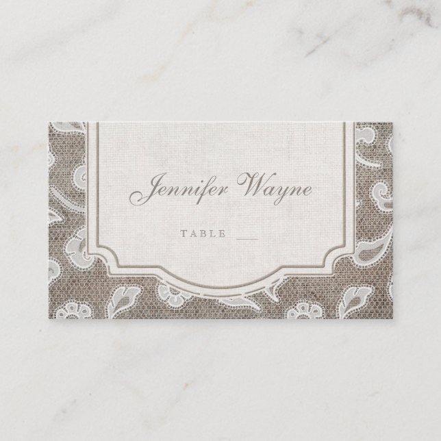 Cartes de place de mariage campagnard rustique den (Devant)