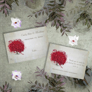 Cartes de place de table de l'arbre de feuilles du