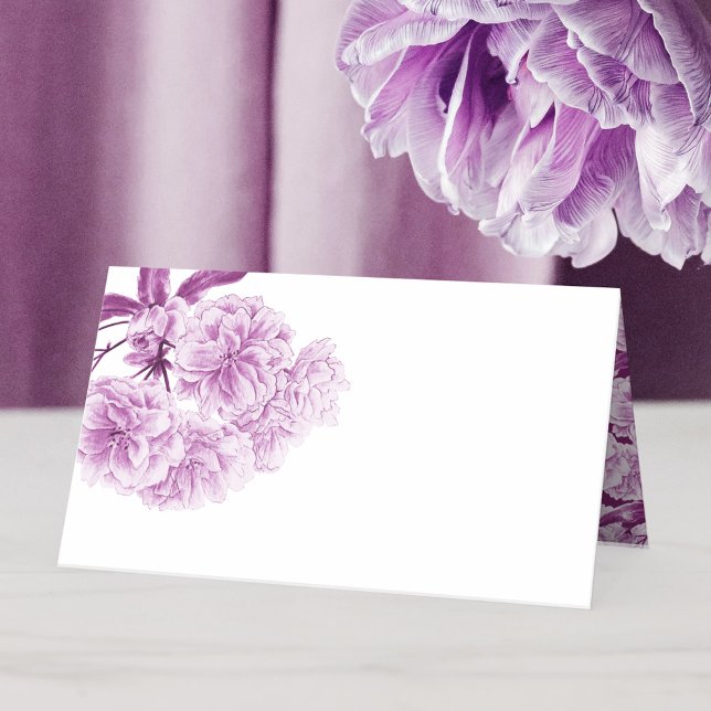 Cartes de place de tente fleurie mauve de printemp (Créateur téléchargé)