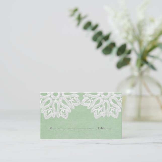 Cartes de place élégantes en dentelle verte (Debout devant)