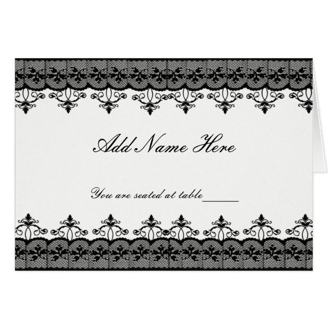 Cartes de place en dentelle noire (Devant Horizontal)
