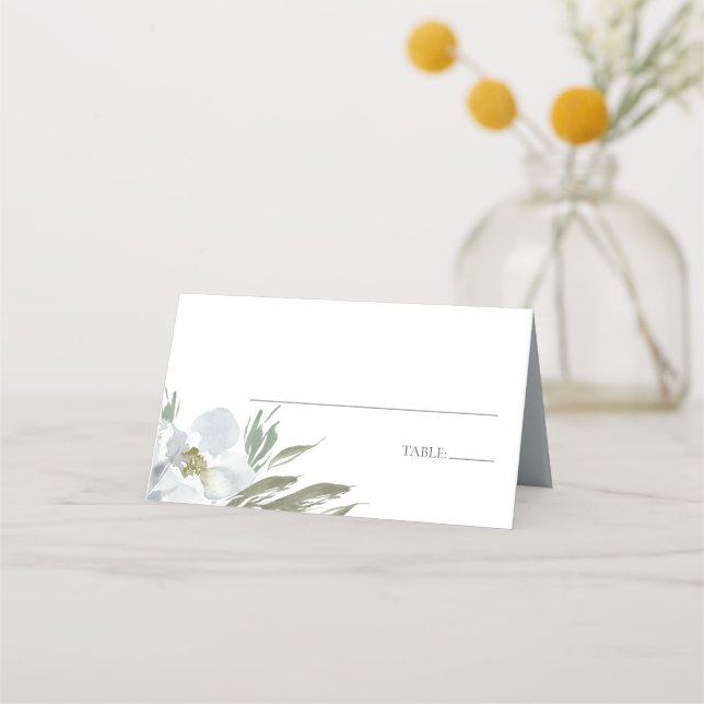 Cartes de Place Floral bleu Dusty (Devant)
