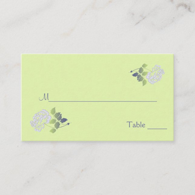 Cartes de Place Floral Vert et Fumé Bleu (Devant)