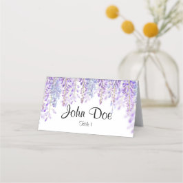 Cartes de place florales bleues et violettes