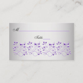 Cartes de place florales pourpres, noires et argen