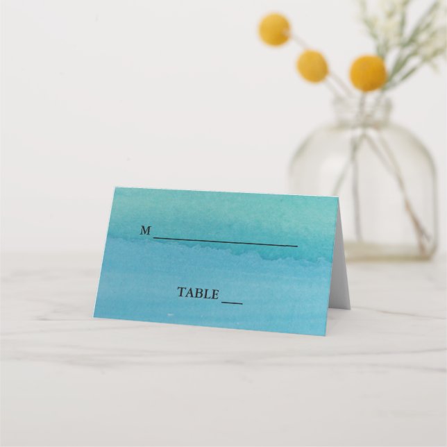 Cartes de place mariage couleur vert mer personnal (Devant)