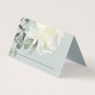 CARTES DE PLACE MARIAGE FLORAL BLANC EN IVOIRE GRI