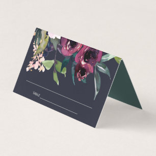 CARTES DE PLACE MARIAGE FLORALE MARINE BURGUNDY