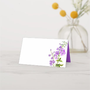 Cartes de place mariage violet Delphinium aquarell