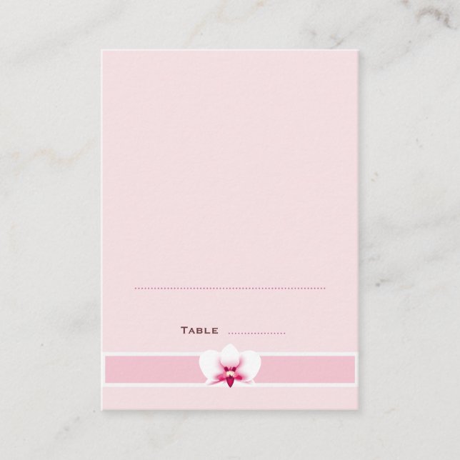Cartes de place pliées à l'orchidée blanche (Devant)
