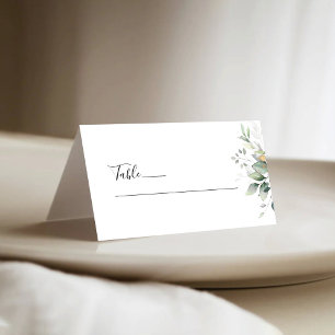 Cartes de place pliées Mariage feuille Eucalyptus