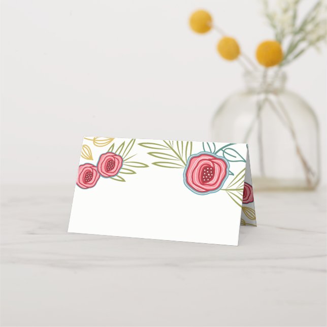 Cartes de place pliées Mariage Rose pays (Dos)