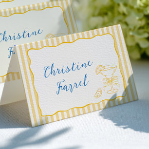Cartes de Placement à Rayures Jaunes Thème Citron
