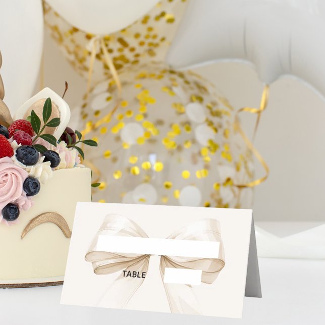 Cartes de placement à ruban beige crème ivoire | É (Créateur téléchargé)