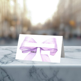 Cartes de placement à ruban lavande Élégant plié